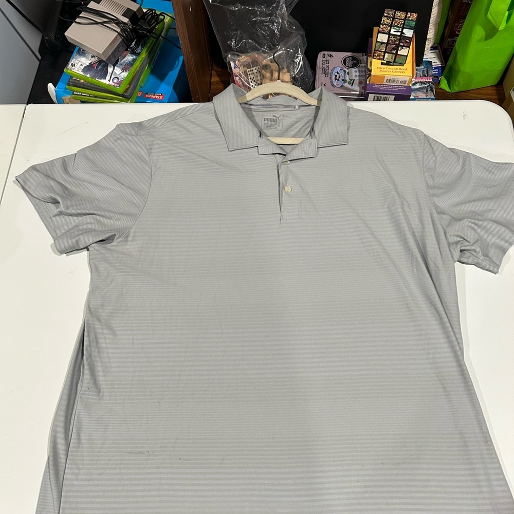 Puma Men's Light Gray Polo Shirt, XXL